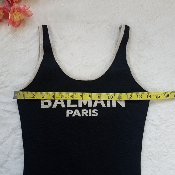 Authentic Balmain Paris Logo Linen Blend Knit Bodysuit - Picture 8 of 14